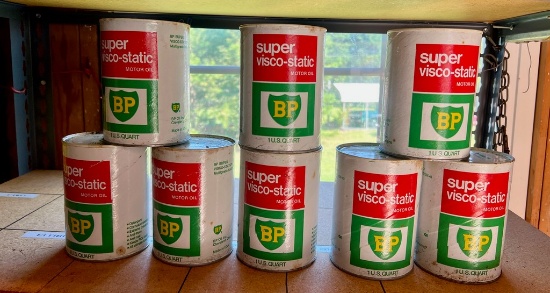 BP Suprer Visco-Static Motor Oil Cans FULL