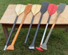Lot Of 6 Wood And Plastic Boat Oars