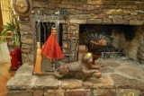 Leopard & Basket / Fireplace Tools & Mini Wood Rack
