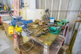 Metal Shop Table with Grinder and Vise