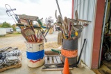 2 Barrels Full of Shovels, Rakes, Picks and Tools