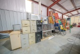 Lot of Chairs, Shop Fan and Filing Cabinets