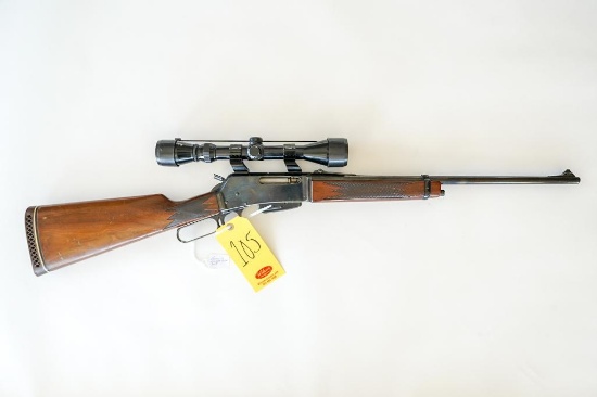 Browning mod BLR Belgium, 308 cal. Serial # 01291K70, very good bluing, Simmons 3x9 scope.
