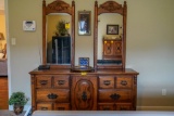 Oak Dresser w/2 Mirrors and Matching Chest of Drawers