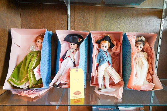 (4 Madame Alexander Dolls Josephine 1335, Lord Nelson 1336,Napoleon 1330,Lady Hamilton 1338