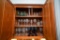 Cabinet of Various Glassware, Wine Glasses, Crystal Serving Platters and Misc on First two Shelves,