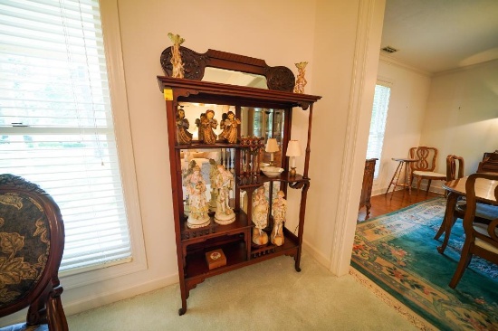 Antique Mirrored Display Shelf, Hardwood