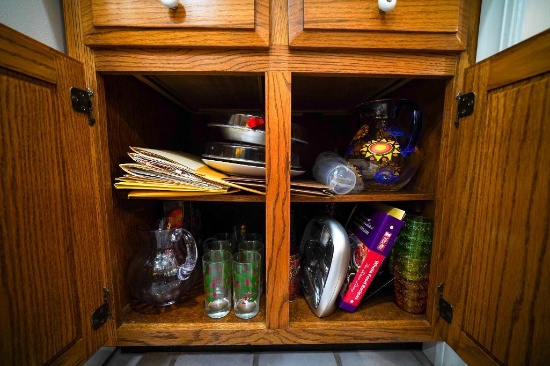 Cabinet of Glass Pitchers, Glasses, Rabbit Wine Opener