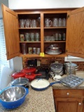 Assorted Ceramic Cookware, glassware, stainless cooking pots, Bowls, cast iron griddles,pie plates