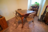 Solid Wood Game table with removable center piece and chairs