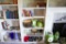 Contents of Section of Shelves, Books, Cookie Jar, Chargers, Electronics