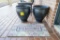 (2) Black Resin Planters & Welcome Mat