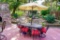 Slate Top Patio Table, (6) Chairs and Umbrella