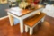 Solid Wood Farmhouse Style Table with (2) Benches (Handmade)