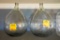 Pair of Clear Demi John Tear Drop Italian Glass Wine Jugs (34 Liters) Large