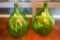 Pair of Green Demi John Tear Drop Italian Glass Wine Jugs (54 Liters) Extra