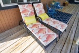 Pair of Patio Chase Lounges with Cushions & Pillows