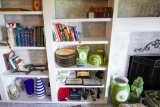 Contents of Section of Shelves, Books, Cookie Jar, Chargers, Electronics