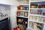 Contents of Section of Shelves, Picture Frames, Fireplace Accessories
