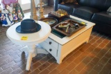 White Square Coffee Table & Round Side Table