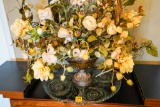 Round Crystal Tray with Floral Arrangement