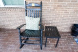 Black Wooden Rocking Chair & Side Table