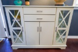 White Sidebar Buffet Cabinet with Glassware & Contents