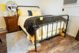Full-Size Metal Frame Bed Complete, With Mattress, Box Spring & Bedding