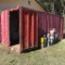 20'x8'x8' red conex box and buckets