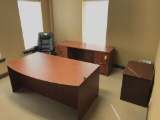 desk, credenza, file cabinet, chairs - all in office