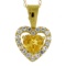 NEW .25ct Citrine & Created Sapphire Heart Love Necklace 10KT Yellow Gold, Length: 18, Gram Weight: 
