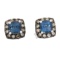 NEW .40ct London Blue Topaz & .20ct Diamond Stud Earrings 10KT Yellow Gold, Gram Weight: 1.2 g, Diam