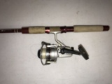 Zebco Sportfisher 1100 rod and Daiwa RS1300 reel, in case