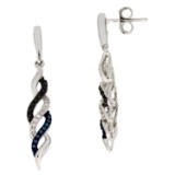 NEW Natural .26ct Diamond & Created Sapphire Dangle Earrings Sterling Silver, Gram Weight: 2.4 g, Di