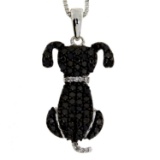 NEW .17ct Black Diamond Dog 18'' Necklace Sterling Silver, Length: 18, Gram Weight: 3 g, Suggested R