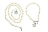 NEW Genuine Fresh Water Pearl & Crystal Set Sterling Silver, Necklace Length: 18'', Bracelett Length