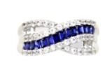 NEW 2.00ct Created Sapphire Ring Sterling Silver, Ring Size: 09.00, Gram Weight: 5.8 g, Predominate 