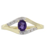 NEW Natural .33ct Amethyst &.04ct Diamond Ring 10KT Yellow Gold, Ring Size: 07, Gram Weight: 2 g, Di