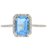 NEW Natural 2.40ct Blue Topaz & .10ct Diamond Ring 14KT Yellow Gold, Ring Size: 07.00, Gram Weight: 