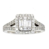 NEW Natural 1.00ct Diamond Ring 14KT White Gold, Ring Size: 07.00, Gram Weight: 6.3 g, Diamond Color