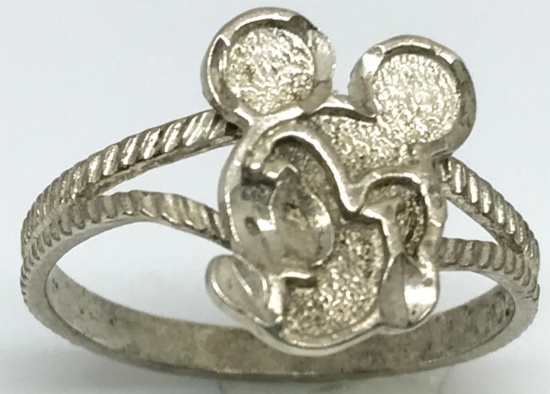 estate jewelry - Mickey Mouse ring, 1.7g sterling silver, size 6.5