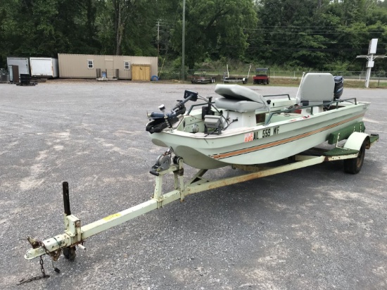 1979 Ouachita m#161 15' bass boat with trailer, Mercury 70 outboard motor with 3 blades & stainless 