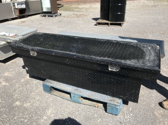 black truck toolbox - measures 58'' between the rails and 70'' wide overall