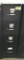 metal 4-drawer letter file cabinet; black; Hon; measures 15