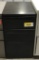 metal file cabinet with 1 letter file drawer and 2 utility drawers; black;