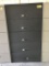 metal 5-drawer lateral file cabinet; dark gray; measures 36
