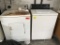 Whirlpool large capcity clothes dryer and HotPoint large capacity washer; b