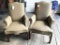 arm chair with wood; fabric; 2pc