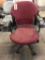 rolling office chair; red fabric