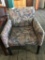 arm chair; print fabric with wood